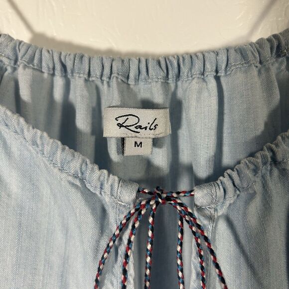 Rails Liv Light Vintage Wash Chambray Sleeveless Halter Tank Top Sz M Boho Y2K - Picture 6 of 16